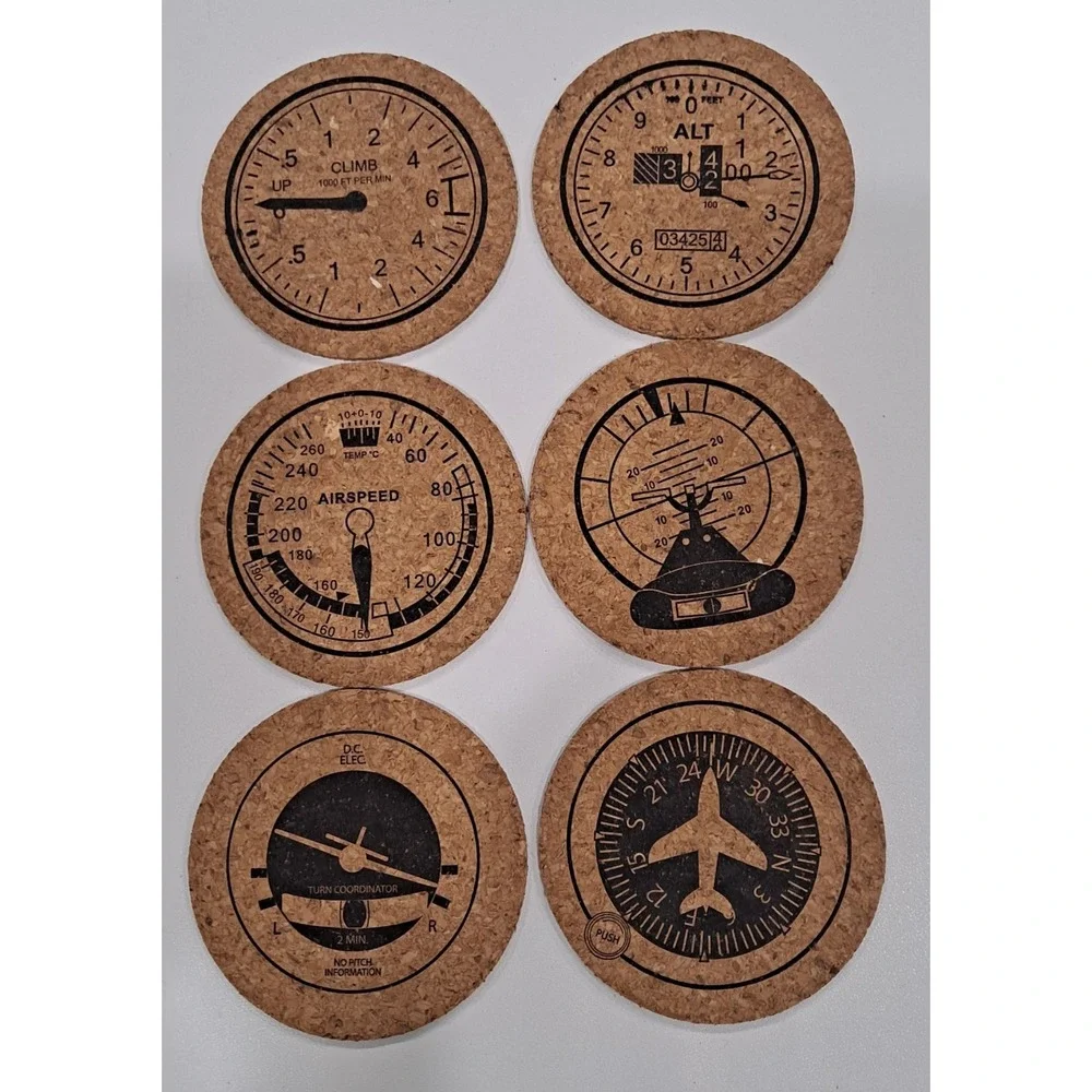 Set Of 6 Aviator Cork Coasters By Corkology‎